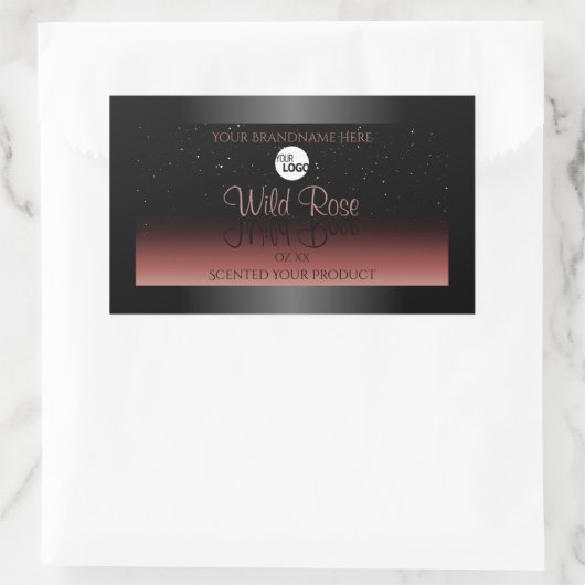 Black Burgundy Product Labels Soft Glitter Logo (Tas)
