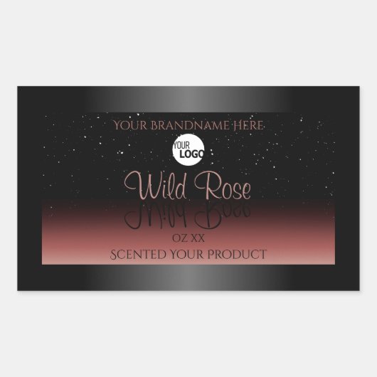 Black Burgundy Product Labels Soft Glitter Logo (Voorkant)