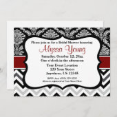 Black Burgundy Red Damask Chevron Kaart (Voorkant / Achterkant)