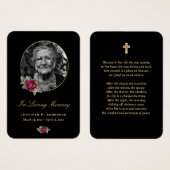 Black Burgundy Red Gold Floral Memorial Cards Visitekaartje (Voorkant /achterkant)
