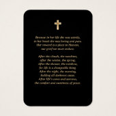 Black Burgundy Red Gold Floral Memorial Cards Visitekaartje (Achterkant)