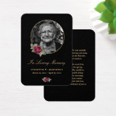 Black Burgundy Red Gold Floral Memorial Cards Visitekaartje (Bureau)
