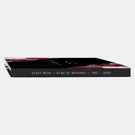 Black Burgundy Red Pink Floral Memorial Gastenboek (Rug)