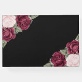 Black Burgundy Red Pink Floral Memorial Gastenboek (Achterkant)