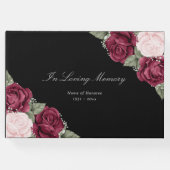 Black Burgundy Red Pink Floral Memorial Gastenboek (Voorkant)