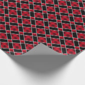 Black Burgundy Red & White gebarsten patroon Cadeaupapier (Hoek)