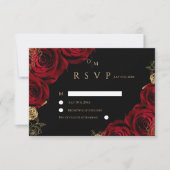 Black Burgundy Roses Wedding RSVP card (Voorkant)