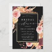 Black Burgundy Terracotta Floral Vrijgezellenfeest Kaart (Voorkant)