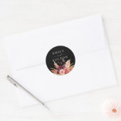 Black Burgundy Terracotta Floral Wedding Ronde Sticker (Envelop)