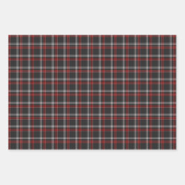 Black Burgundy White Plaid Classic Inpakpapier Vel