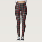 Black Burgundy White Plaid Classic Leggings (Voorkant)