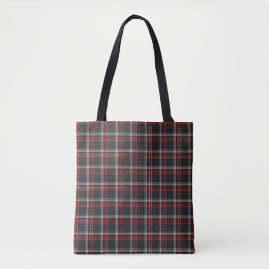 Black Burgundy White Plaid Classic Tote Bag (Voorkant)