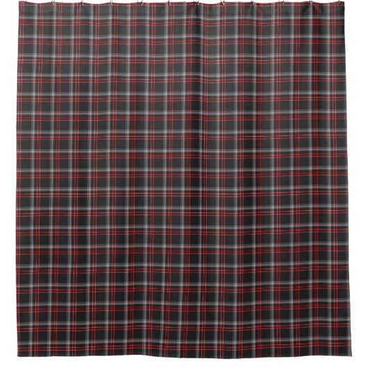 Black Burgundy White Plaid Shower Curtain Douchegordijn (Voorkant)