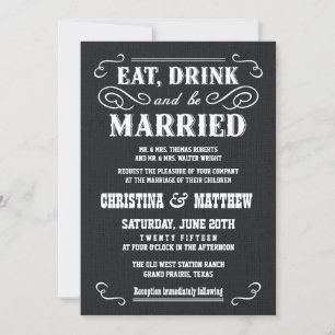 Black Burlap country Western Wedding Invitations Kaart