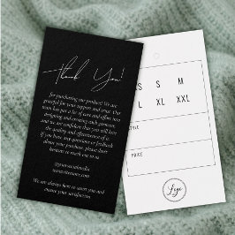 Black Business Clothing Thank You Hang Tag & Logo Visitekaartje