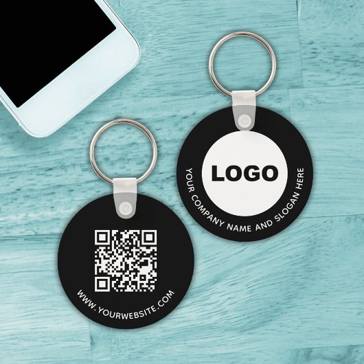 Black Business Company Promotionele Logo QR-code Sleutelhanger