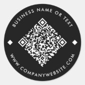 Black | Business Custom QR Code Ronde Sticker (Voorkant)
