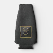 Black Business Faux Leather Logo Flesjeskoeler (Voorkant)