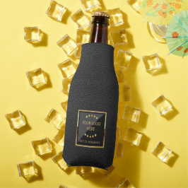 Black Business Faux Leather Logo Flesjeskoeler