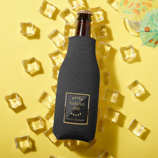 Black Business Faux Leather Logo Flesjeskoeler (Insitu Zomer)