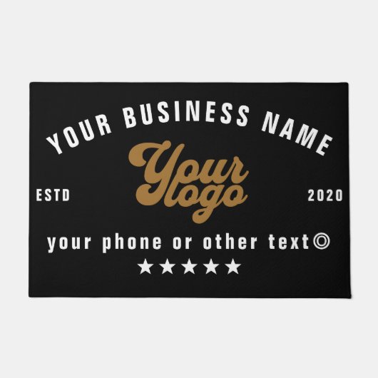 Black Business logo Bedrijfsnaam Branded Deurmat (Voorkant)