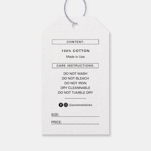 Black Business Logo Clothing Label Price Hang Labe Cadeaulabel (Achterkant)