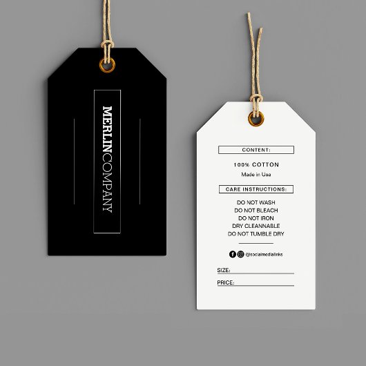 Black Business Logo Clothing Label Price Hang Labe Cadeaulabel