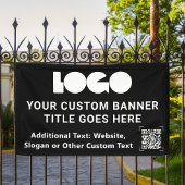 Black Business Logo Company QR-code buitenshuis 3' Spandoek