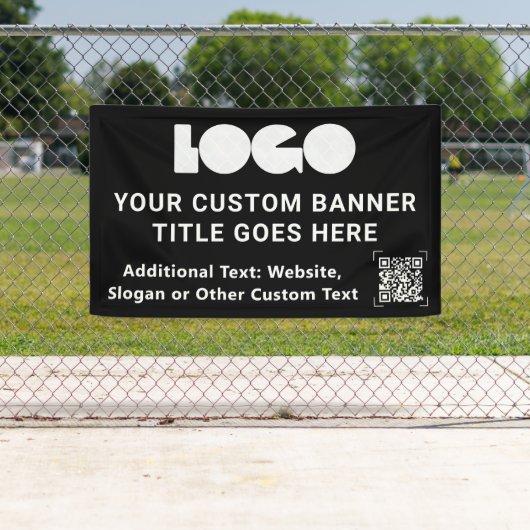 Black Business Logo Company QR-code buitenshuis 3' Spandoek (Insitu)