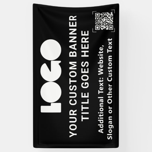 Black Business Logo Company QR-code buitenshuis 3' Spandoek (Verticaal)