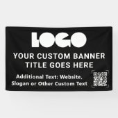 Black Business Logo Company QR-code buitenshuis 3' Spandoek (Horizontaal)