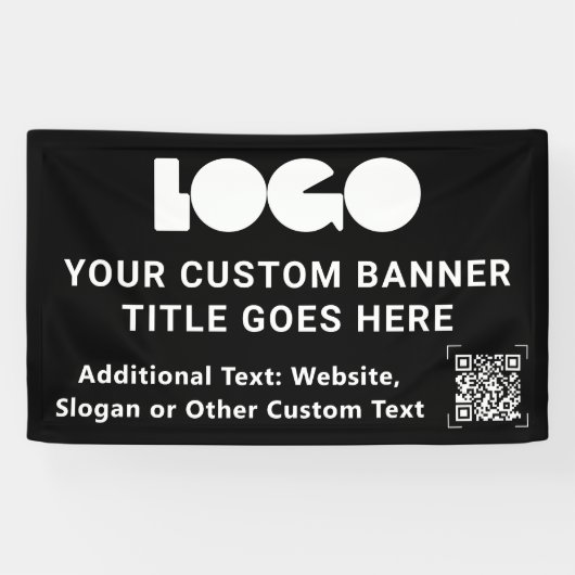 Black Business Logo Company QR-code buitenshuis 3' Spandoek (Horizontaal)