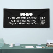 Black Business Logo Company QR Probability Aangepa Spandoek (Beurs)