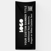 Black Business Logo Company QR Probability Aangepa Spandoek (Verticaal)