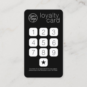BLACK BUSINESS LOGO KEYPAD STIJL LOYALITEIT KAART VISITEKAARTJE