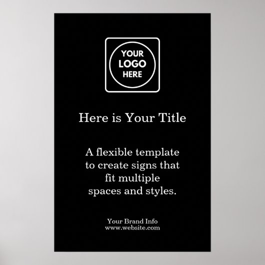 Black Business Logo Poster | Aangepaste merkweerga (Voorkant)