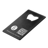Black Business Logo Promotionele QR Code Tekst Creditkaart Flessenopener (Achterkant Gekanteld)
