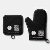 Black Business Logo Promotionele QR Code Tekst Ovenwant & Pannenlap Set (Voorkant)