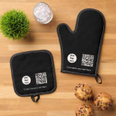 Black Business Logo Promotionele QR Code Tekst Ovenwant & Pannenlap Set (Top down)
