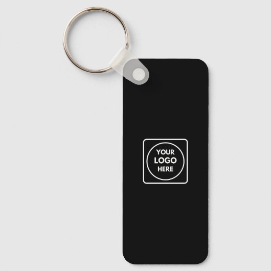 Black Business Logo QR Code Horizontal Keychains Sleutelhanger (Voorkant)
