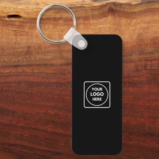 Black Business Logo QR Code Horizontal Keychains Sleutelhanger (Voorkant)