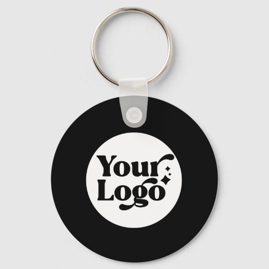 Black Business Logo QR Code Medewerker Sleutelhang Sleutelhanger (Voorkant)