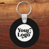 Black Business Logo QR Code Medewerker Sleutelhang Sleutelhanger (Voorkant)