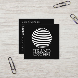 Black Business Logo QR Code Modern Minimalist Vierkante Visitekaartje
