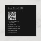 Black Business Logo QR Code Modern Minimalist Vierkante Visitekaartje (Achterkant)