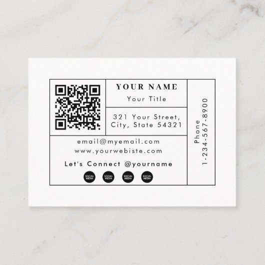 Black Business Logo QR Code Social Media Contact Visitekaartje (Achterkant)