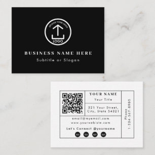 Black Business Logo QR Code Social Media Contact Visitekaartje