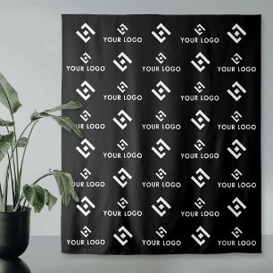 Black Business Logo Stap & Herhaal Achtergrondbann Wandkleed