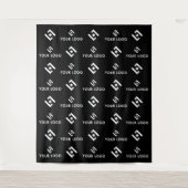 Black Business Logo Stap & Herhaal Achtergrondbann Wandkleed (Voorkant)