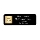 Black business logo verplaatst nieuw adres etiket (Voorkant)